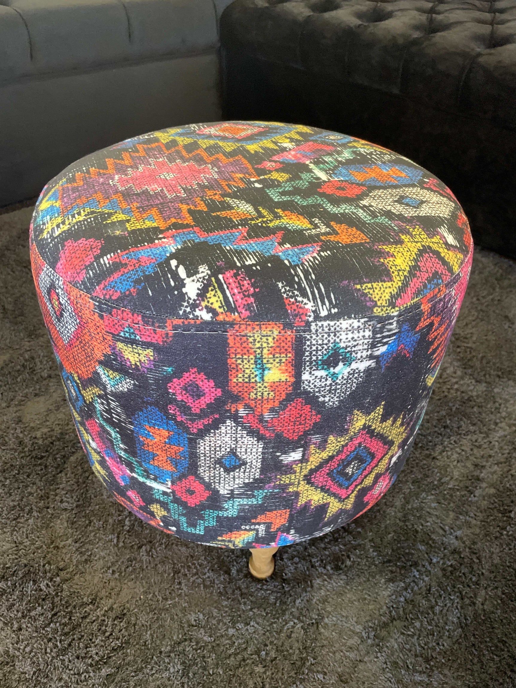 Small Multi Color Accent Pouf - Ornate Home