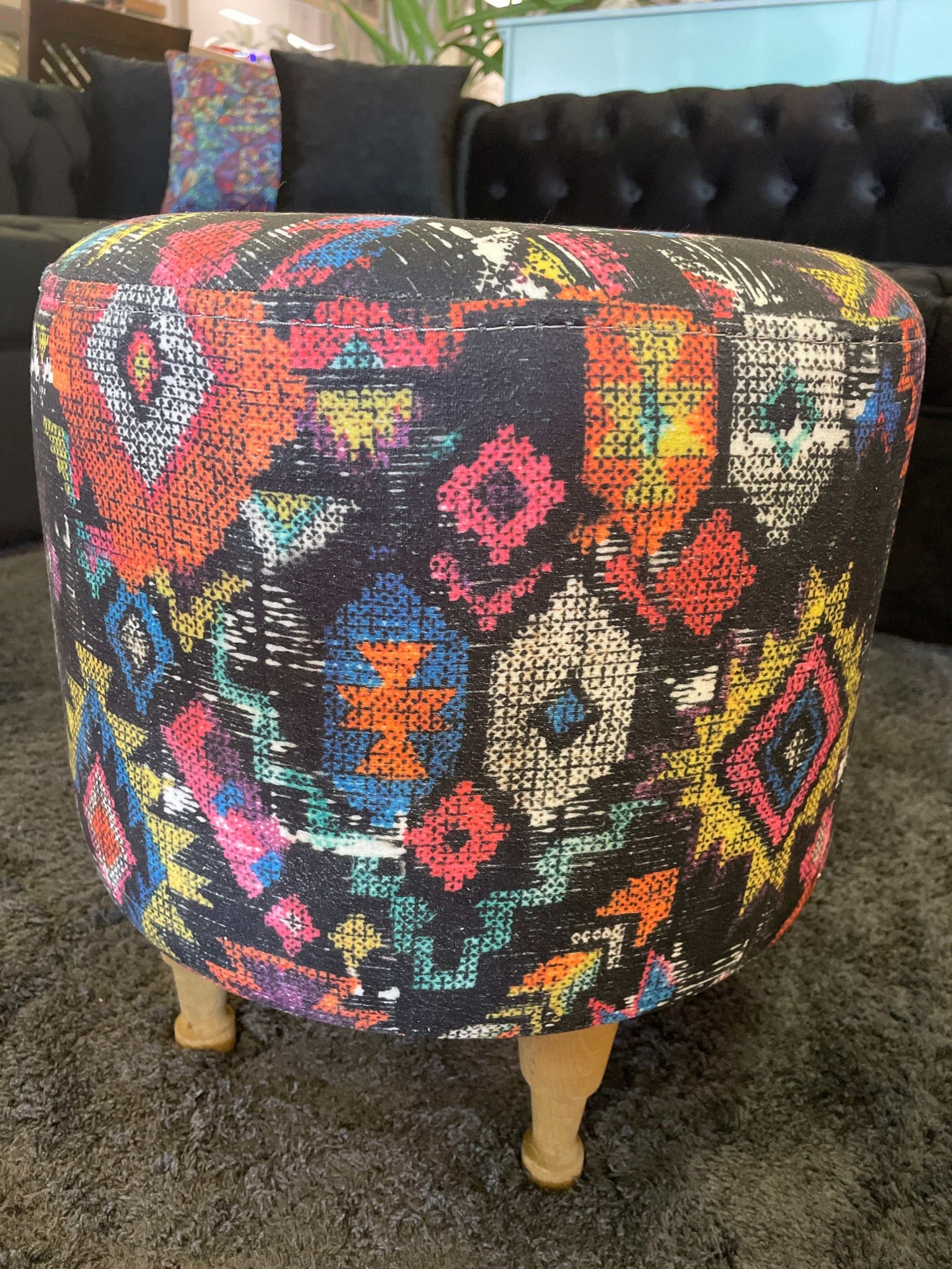 Small Multi Color Accent Pouf - Ornate Home