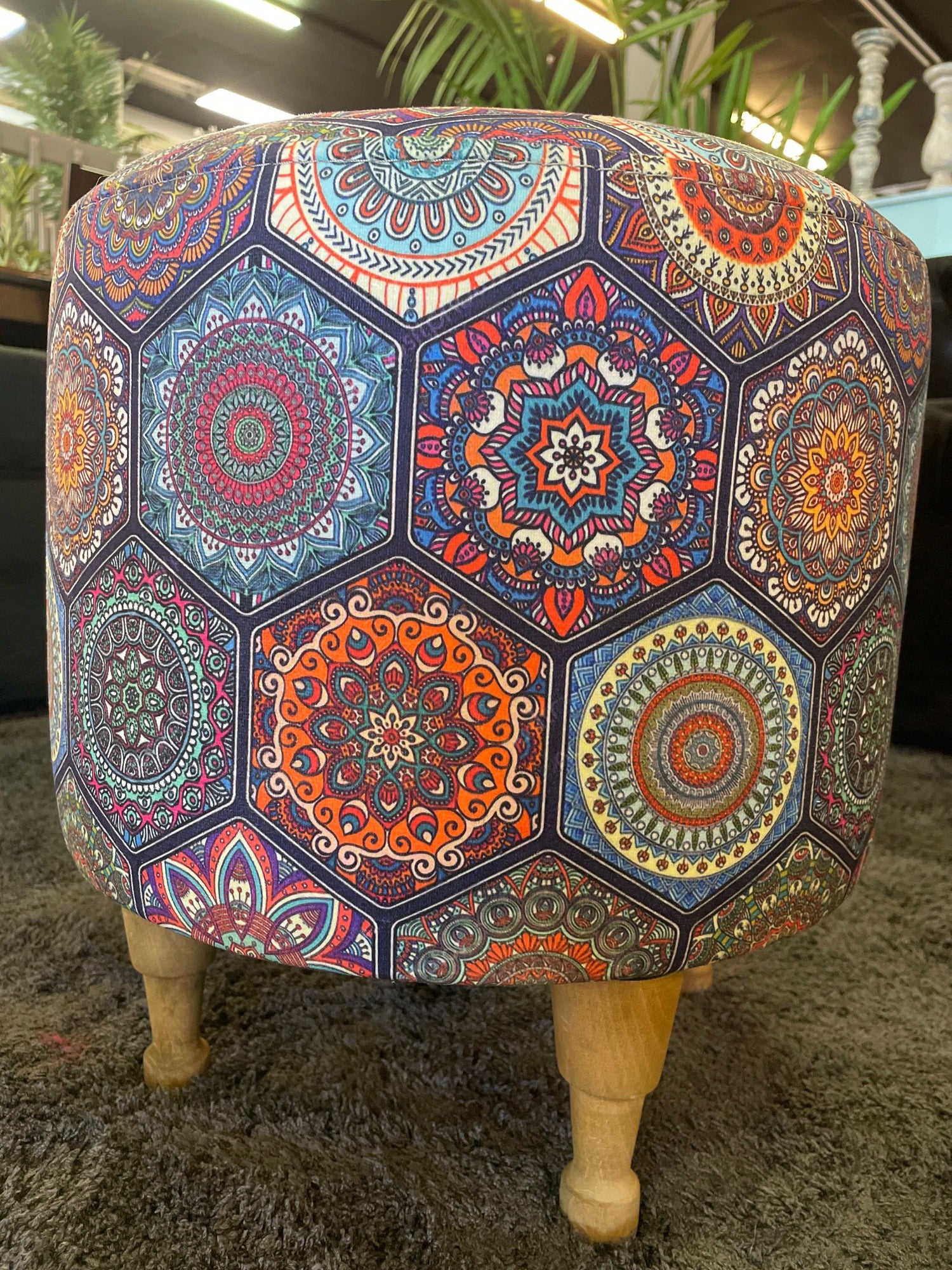 Small Multi Color Accent Pouf - Ornate Home