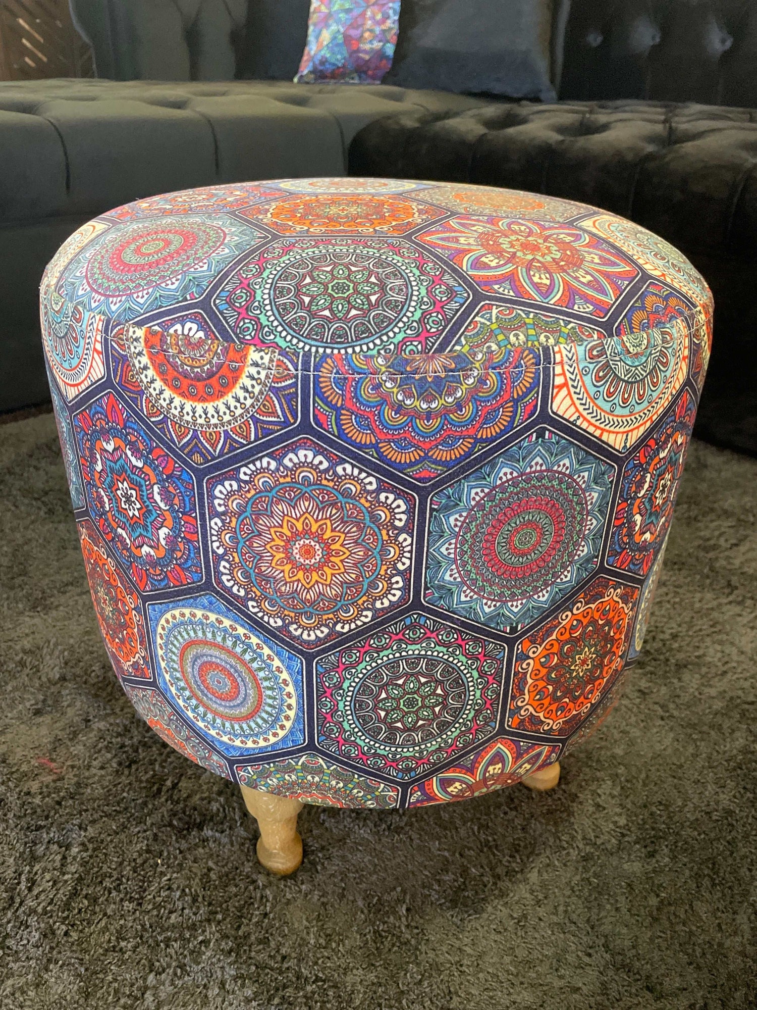 Small Multi Color Accent Pouf - Ornate Home