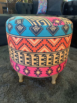 Small Multi Color Accent Pouf - Ornate Home
