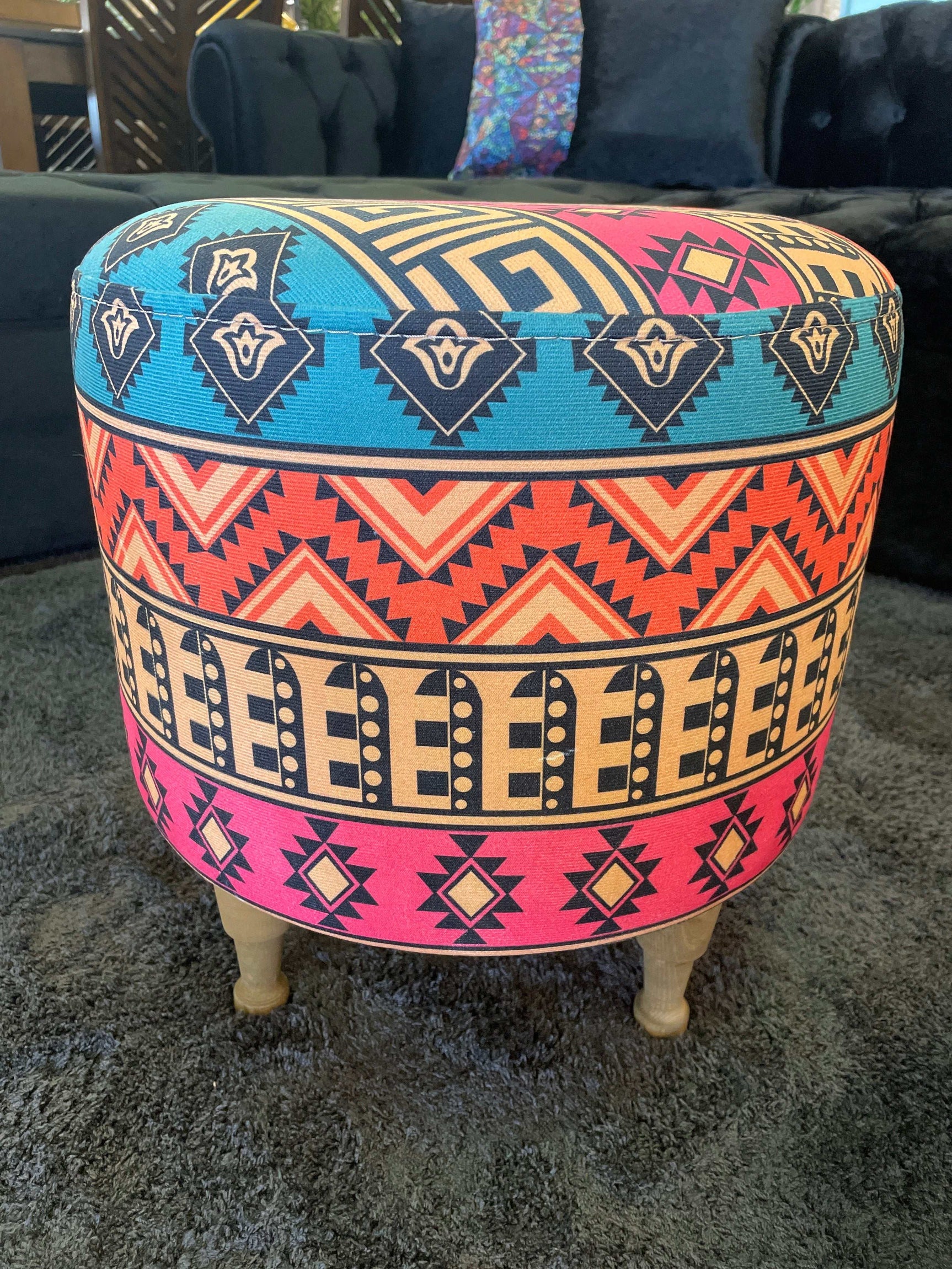 Small Multi Color Accent Pouf - Ornate Home
