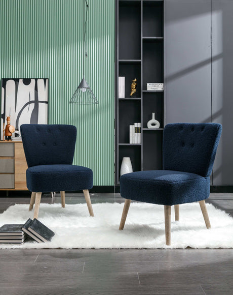 Smithe Teddy Button Accent Slipper Chair Blue - Ornate Home