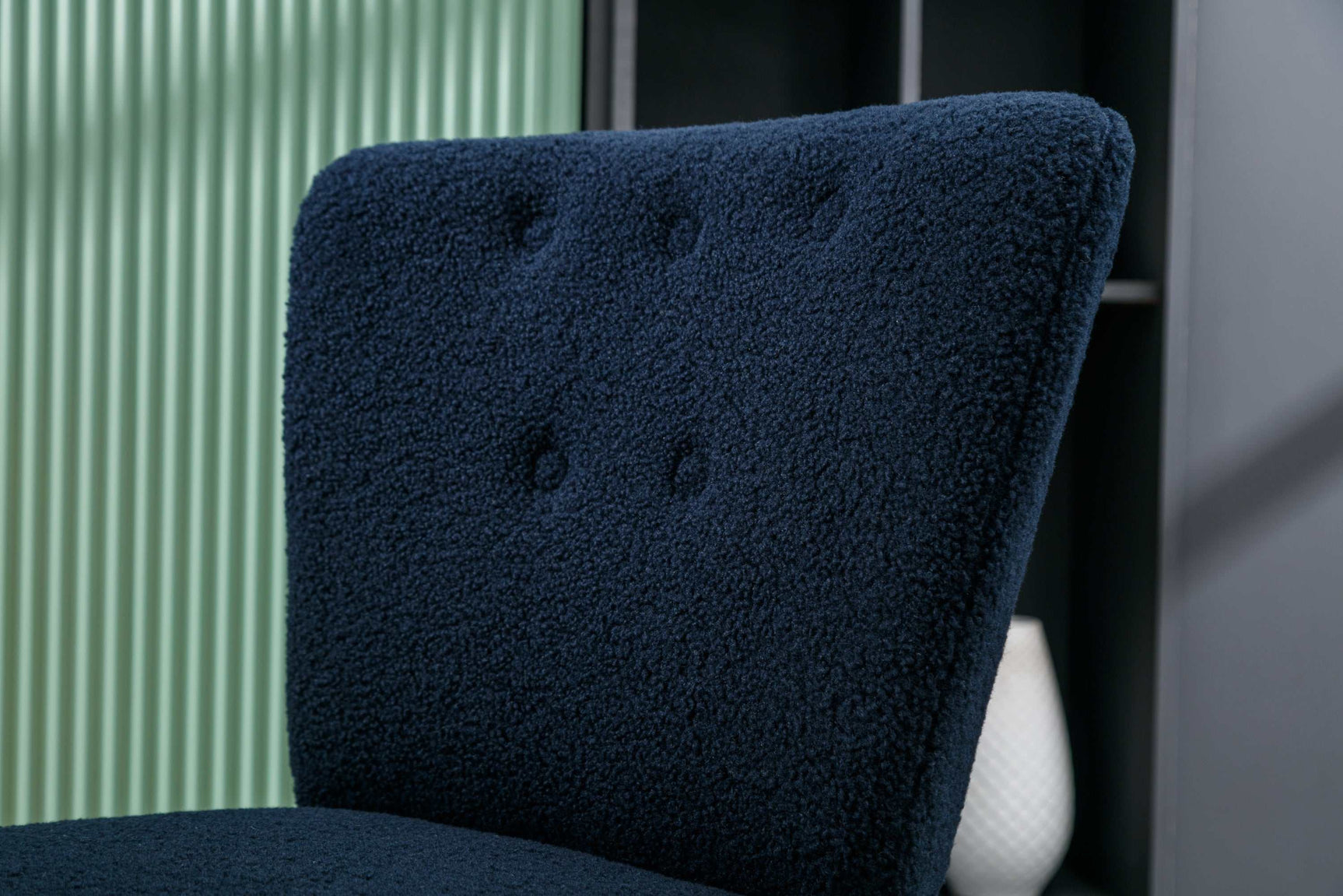 Smithe Teddy Button Accent Slipper Chair Blue - Ornate Home