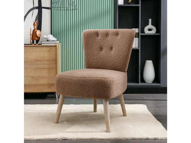 Smithe Teddy Button Accent Slipper Chair Brown - Ornate Home