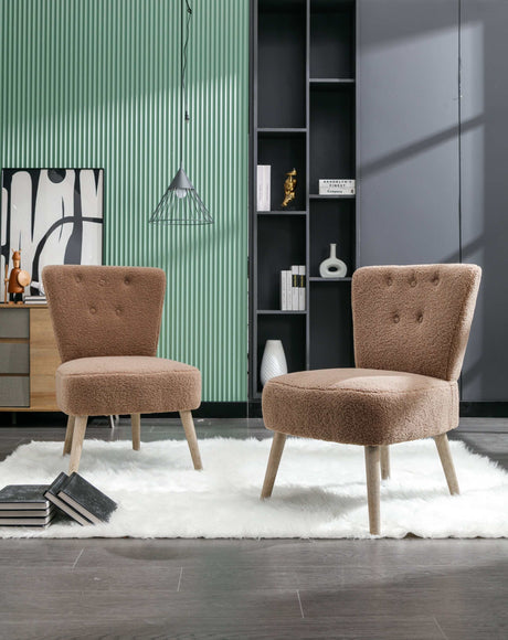 Smithe Teddy Button Accent Slipper Chair Brown - Ornate Home