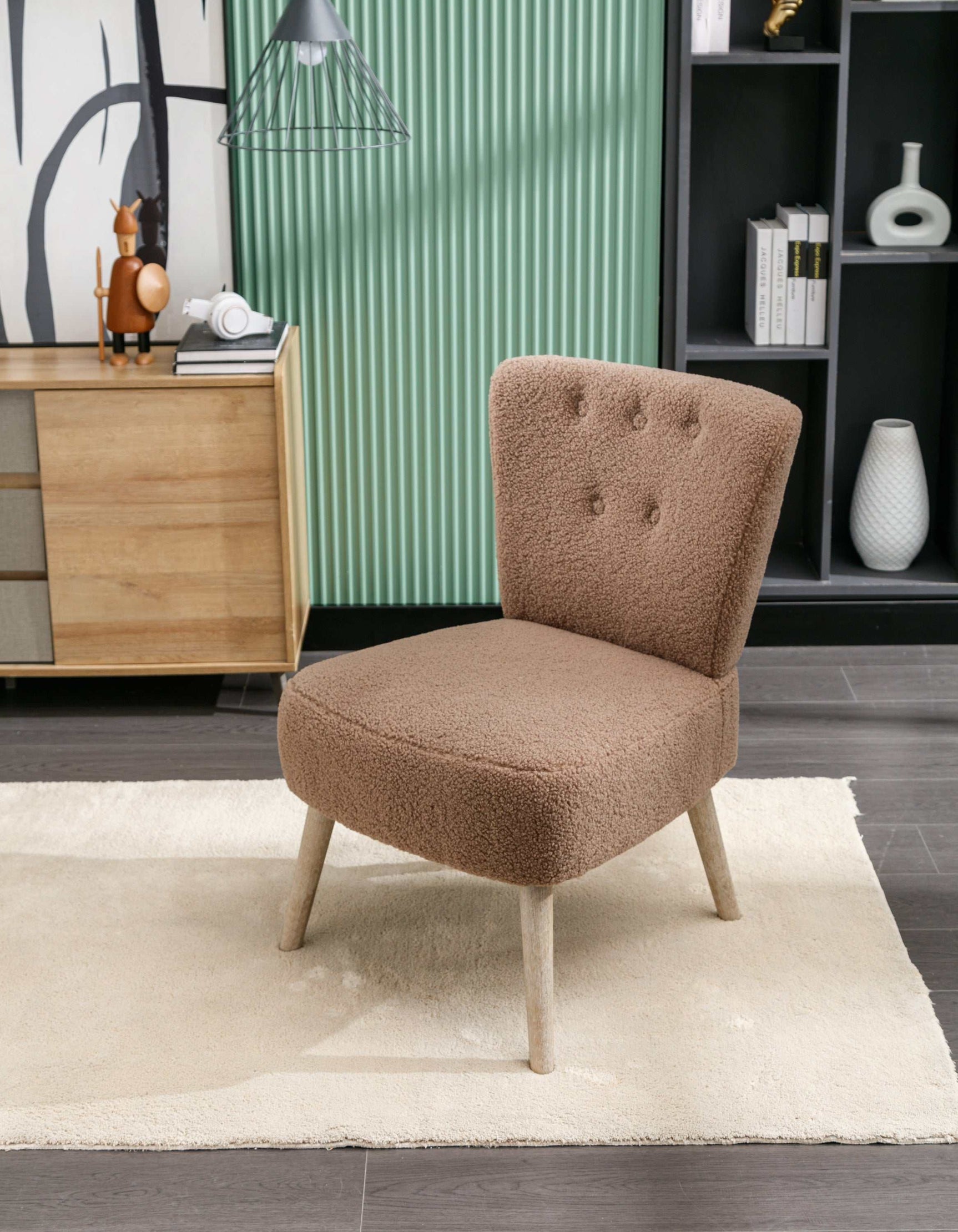 Smithe Teddy Button Accent Slipper Chair Brown - Ornate Home