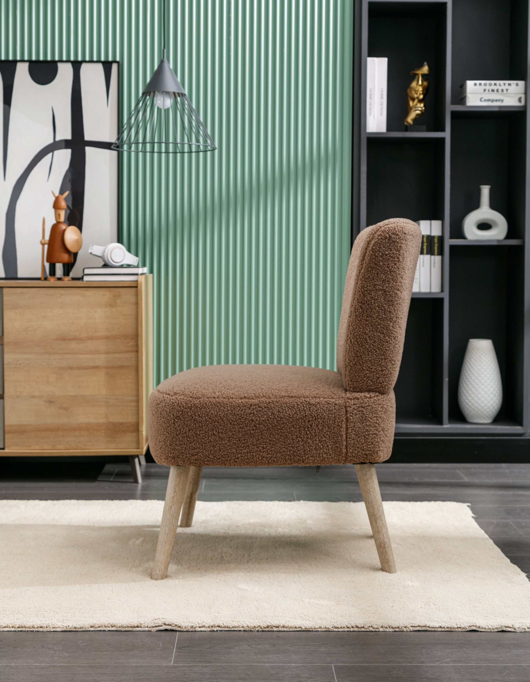 Smithe Teddy Button Accent Slipper Chair Brown - Ornate Home