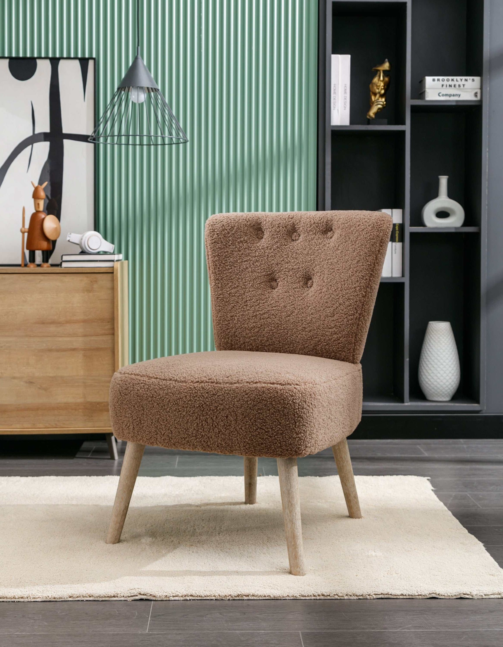 Smithe Teddy Button Accent Slipper Chair Brown - Ornate Home