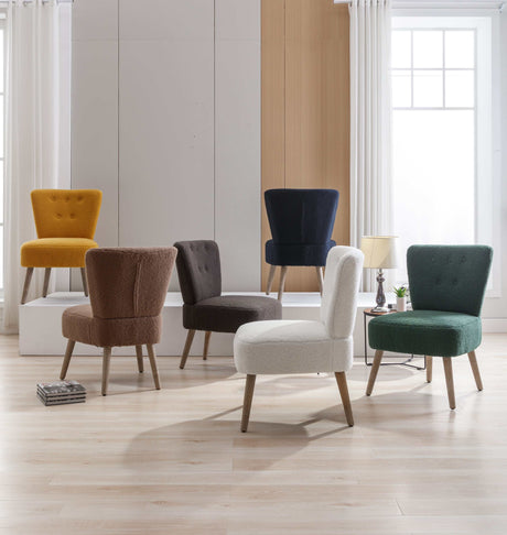 Smithe Teddy Button Accent Slipper Chair Brown - Ornate Home