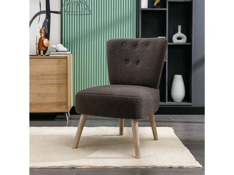 Smithe Teddy Button Accent Slipper Chair Dark Gray - Ornate Home