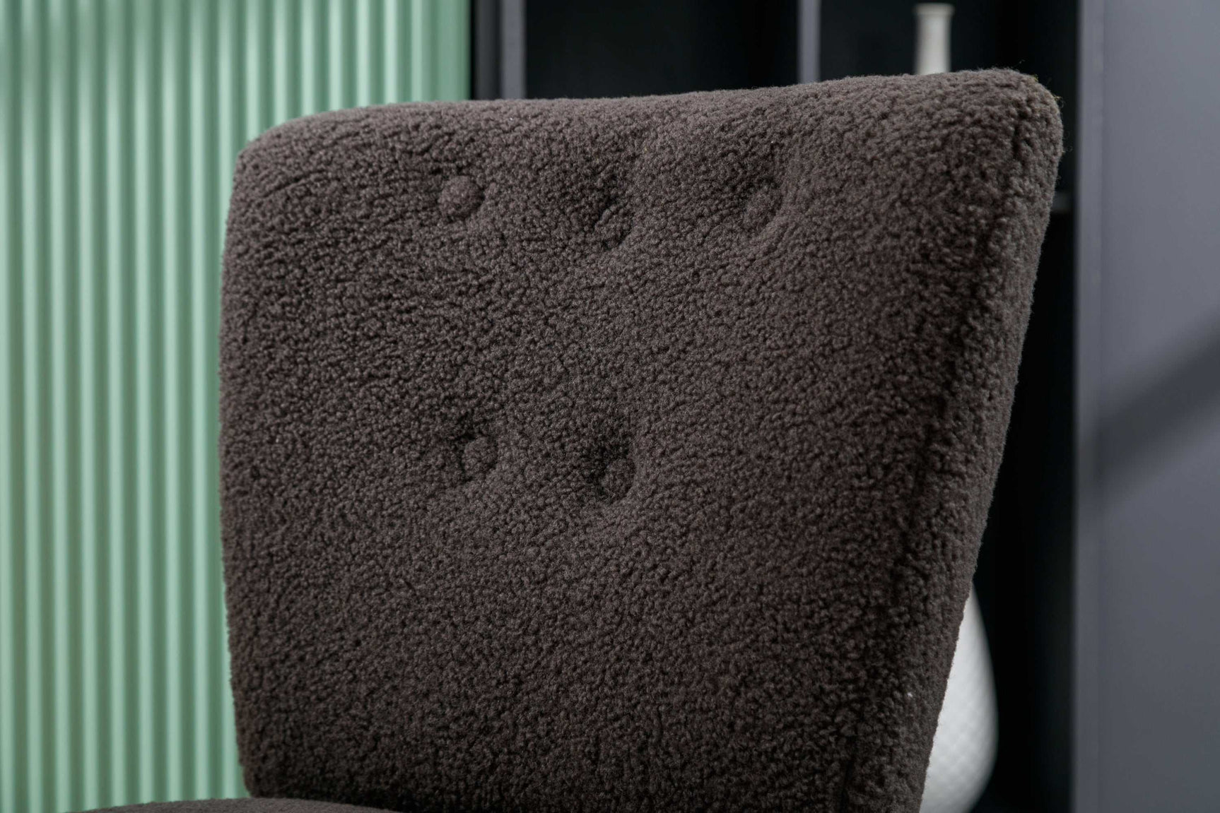 Smithe Teddy Button Accent Slipper Chair Dark Gray - Ornate Home