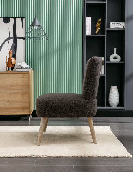 Smithe Teddy Button Accent Slipper Chair Dark Gray - Ornate Home