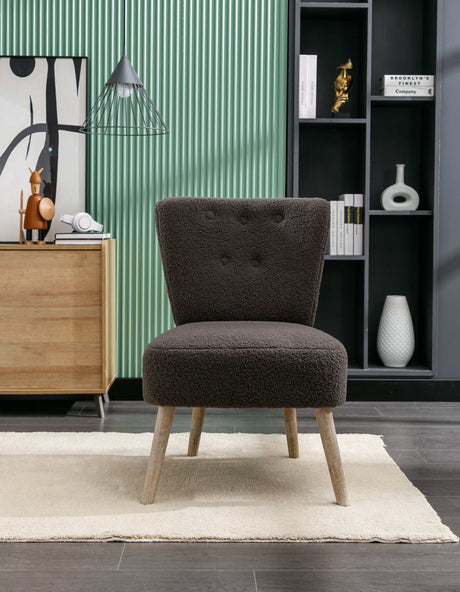 Smithe Teddy Button Accent Slipper Chair Dark Gray - Ornate Home