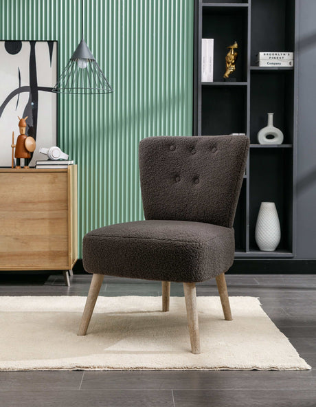 Smithe Teddy Button Accent Slipper Chair Dark Gray - Ornate Home