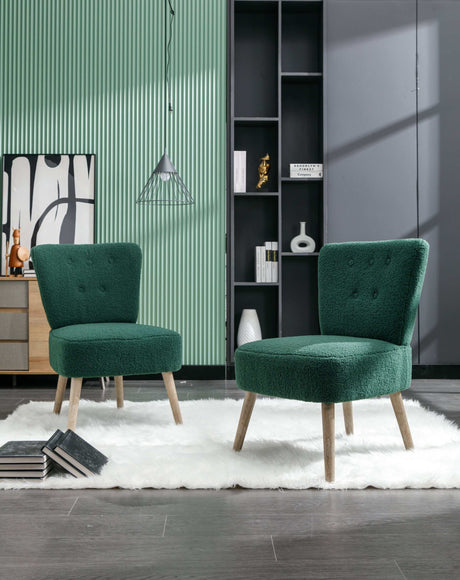 Smithe Teddy Button Accent Slipper Chair Green - Ornate Home