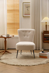 Smithe Teddy Button Accent Slipper Chair Ivory White - Ornate Home