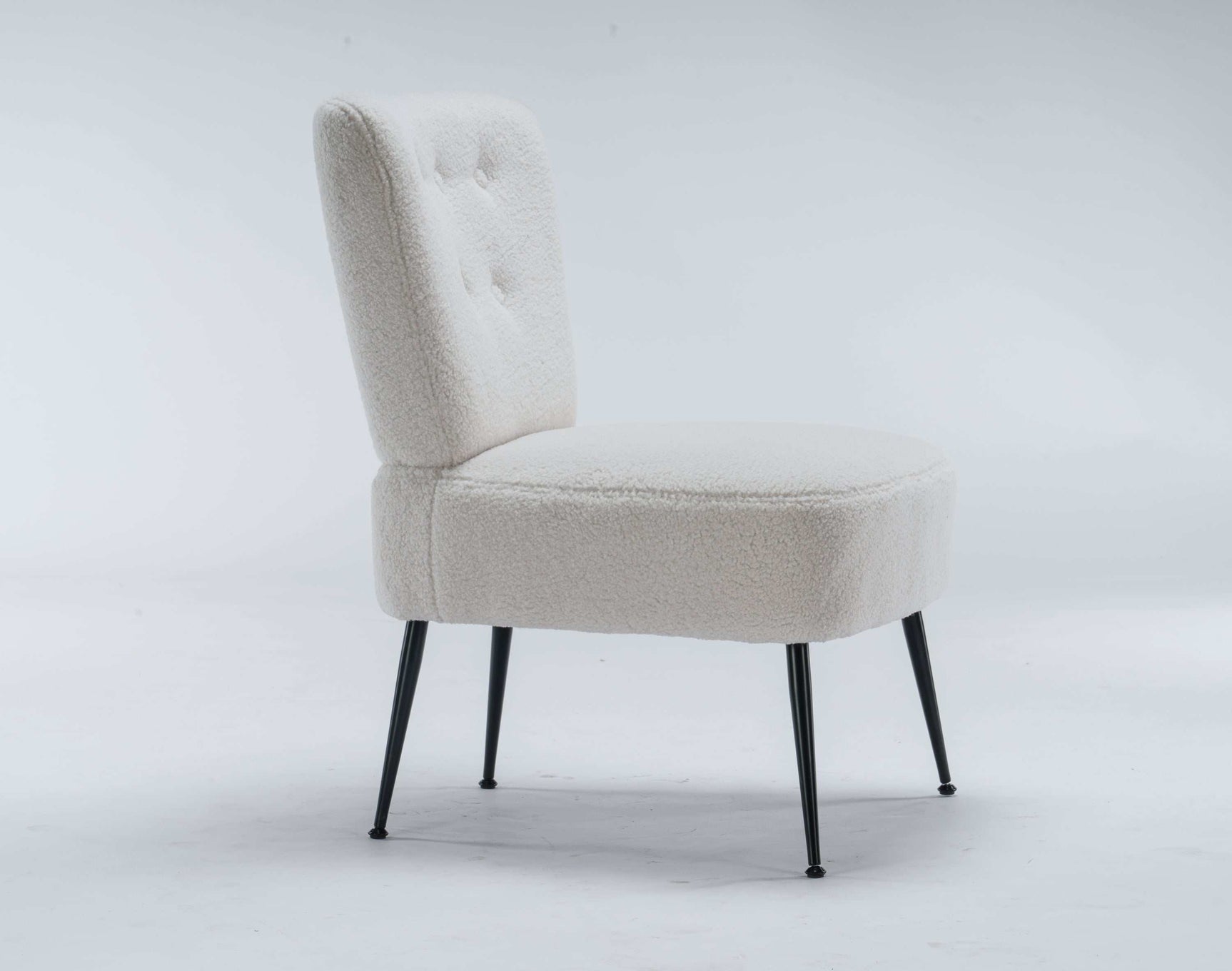 Smithe Teddy Button Accent Slipper Chair Ivory White - Ornate Home