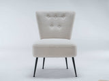 Smithe Teddy Button Accent Slipper Chair Ivory White - Ornate Home
