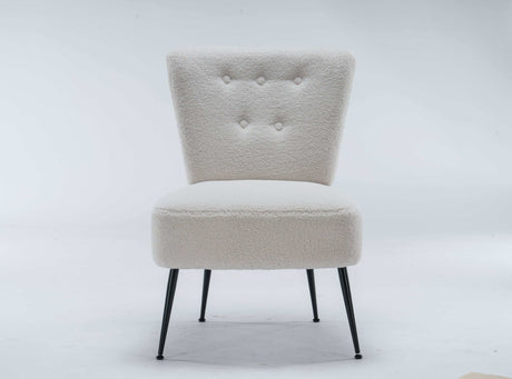Smithe Teddy Button Accent Slipper Chair Ivory White - Ornate Home