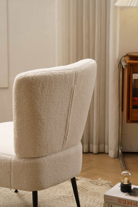 Smithe Teddy Button Accent Slipper Chair Ivory White - Ornate Home