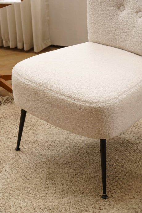 Smithe Teddy Button Accent Slipper Chair Ivory White - Ornate Home