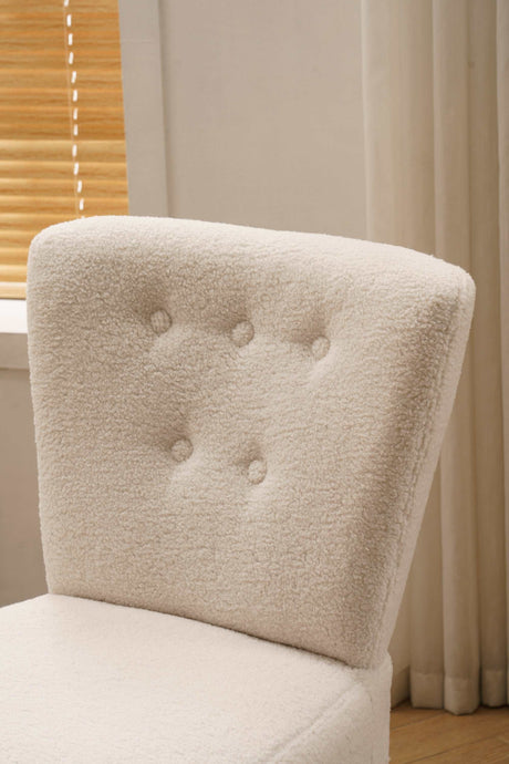 Smithe Teddy Button Accent Slipper Chair Ivory White - Ornate Home