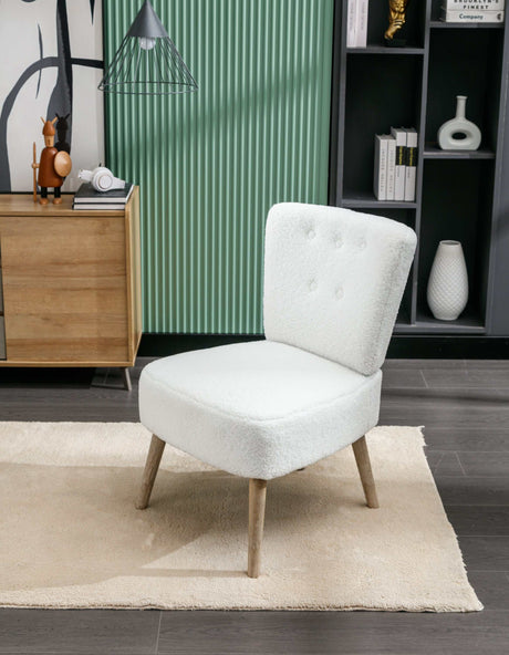 Smithe Teddy Button Accent Slipper Chair White - Ornate Home