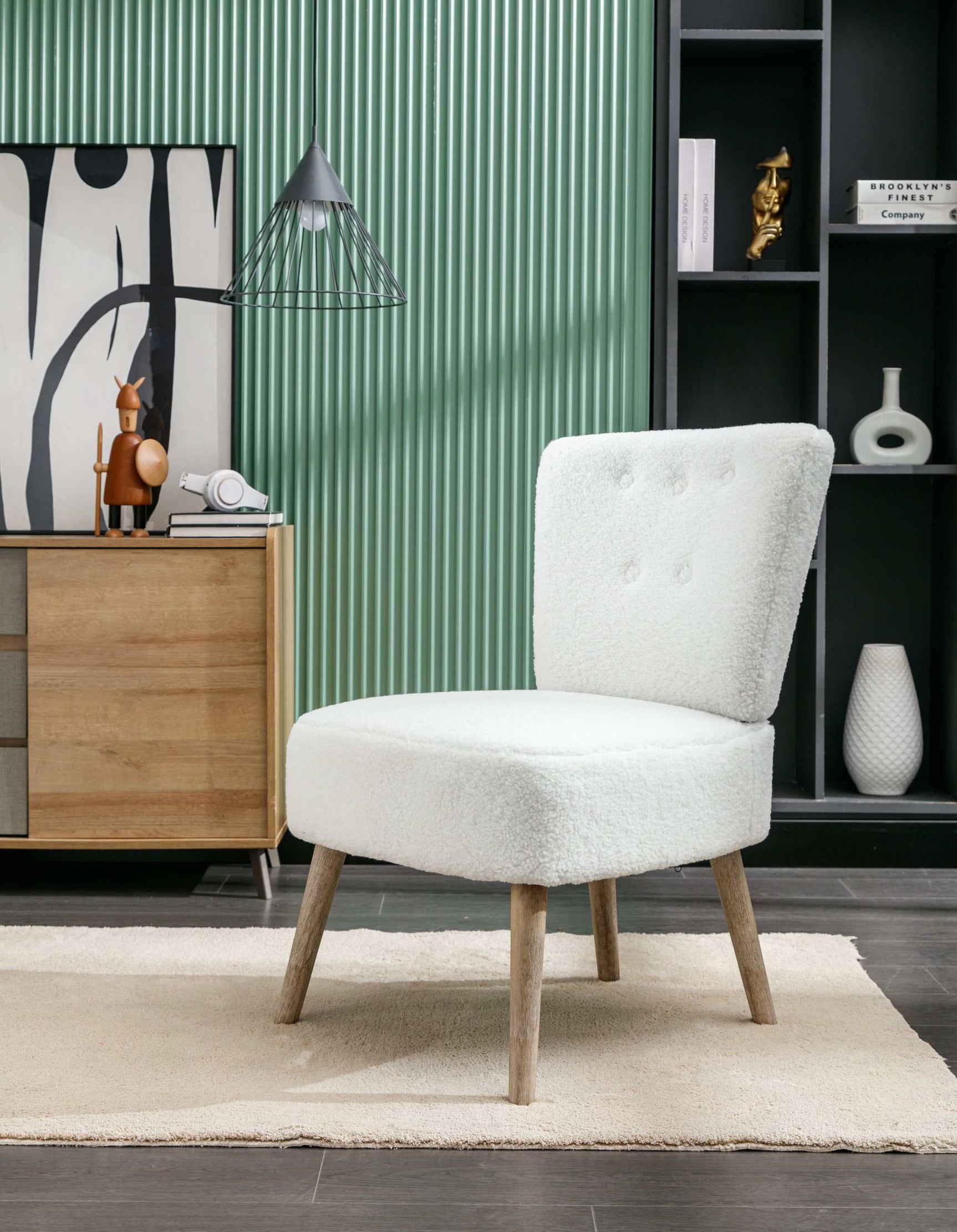 Smithe Teddy Button Accent Slipper Chair White - Ornate Home