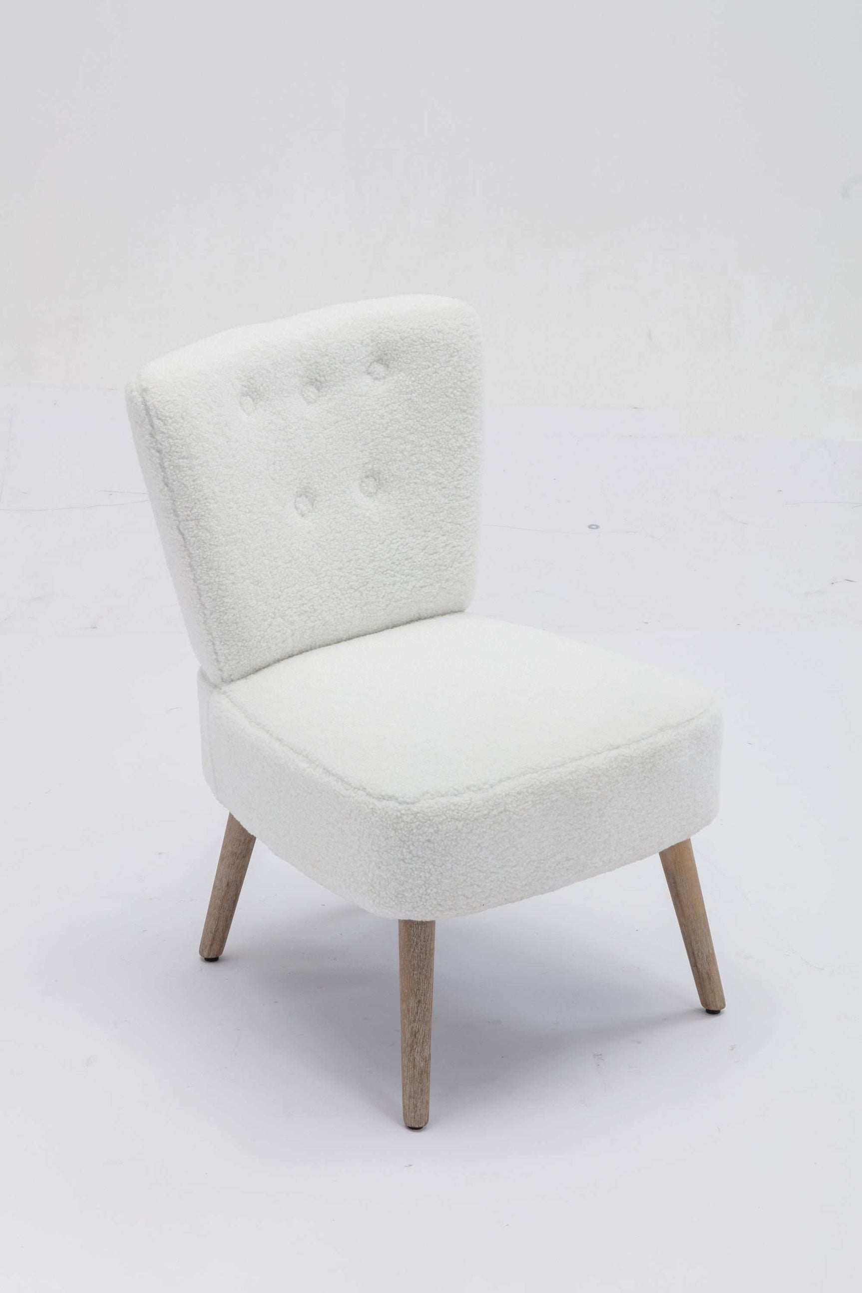 Smithe Teddy Button Accent Slipper Chair White - Ornate Home
