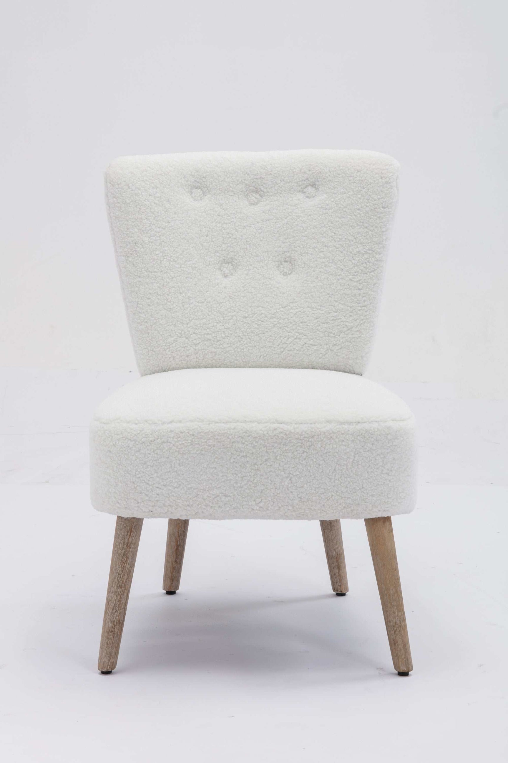Smithe Teddy Button Accent Slipper Chair White - Ornate Home