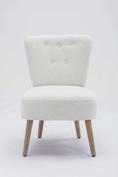 Smithe Teddy Button Accent Slipper Chair White - Ornate Home