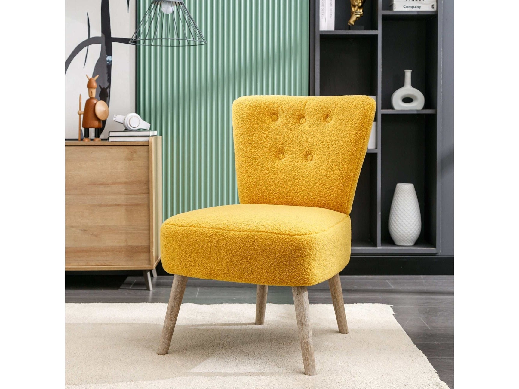 Smithe Teddy Button Accent Slipper Chair Yellow - Ornate Home