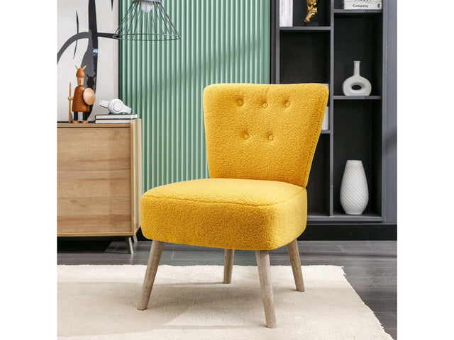 Smithe Teddy Button Accent Slipper Chair Yellow - Ornate Home