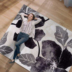 Solana Black/Gray Floral Indoor NonSlip Area Rugs - Ornate Home