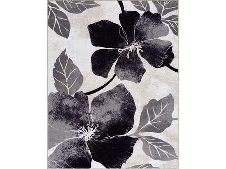 Solana Black/Gray Floral Indoor NonSlip Area Rugs - Ornate Home