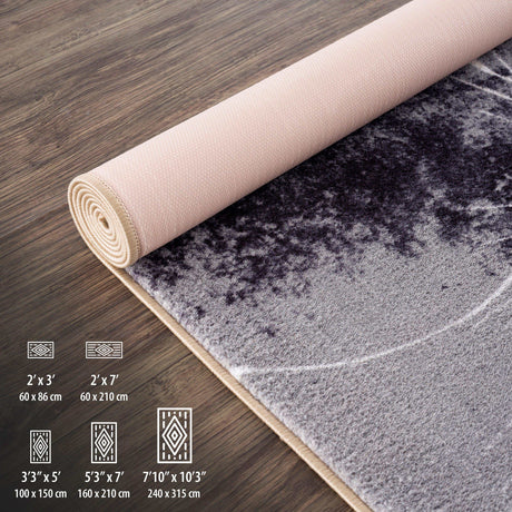 Solana Black/Gray Floral Indoor NonSlip Area Rugs - Ornate Home