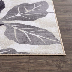 Solana Black/Gray Floral Indoor NonSlip Area Rugs - Ornate Home