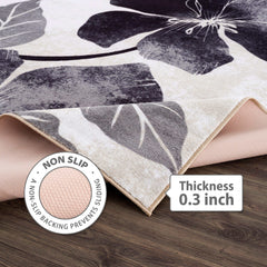 Solana Black/Gray Floral Indoor NonSlip Area Rugs - Ornate Home