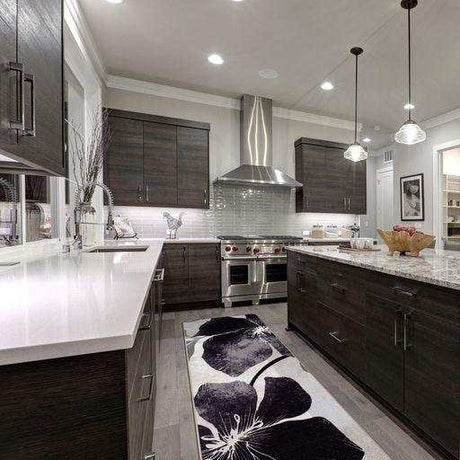 Solana Black/Gray Floral Indoor NonSlip Area Rugs - Ornate Home