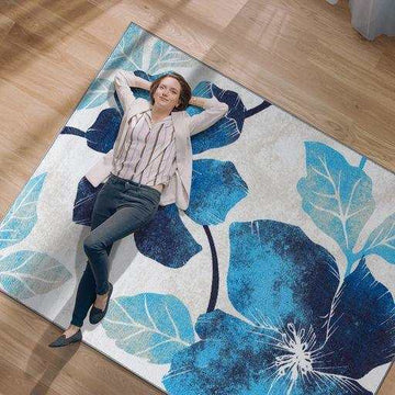 Solana Blue/Gray Floral Indoor NonSlip Area Rugs - Ornate Home