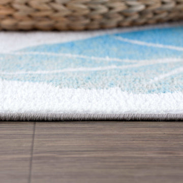 Solana Blue/Gray Floral Indoor NonSlip Area Rugs - Ornate Home