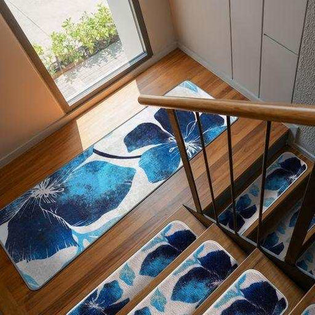 Solana Blue/Gray Floral Indoor NonSlip Area Rugs - Ornate Home