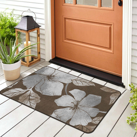 Solana Brown/Gray Floral Indoor NonSlip Area Rugs - Ornate Home
