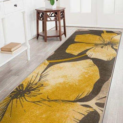 Solana Yellow/Brown Floral Indoor NonSlip Area Rugs - Ornate Home