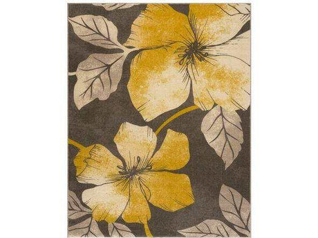 Solana Yellow/Brown Floral Indoor NonSlip Area Rugs - Ornate Home