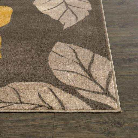 Solana Yellow/Brown Floral Indoor NonSlip Area Rugs - Ornate Home