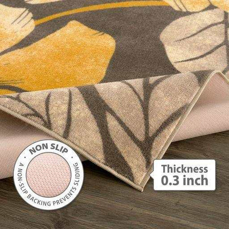 Solana Yellow/Brown Floral Indoor NonSlip Area Rugs - Ornate Home