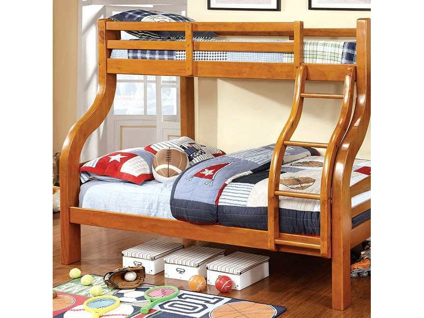 Solpine Oak Twin/Full Bunk Bed - Ornate Home