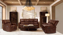 Soterios Brown Top Grain Leather Match Power Recliner - Ornate Home